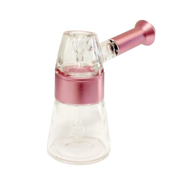 Pipa Central De Vidrio Y Aluminio Bubbler Rosa