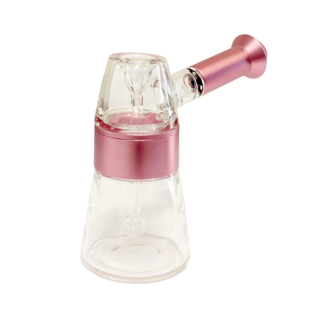Pipa Central De Vidrio Y Aluminio Bubbler Rosa