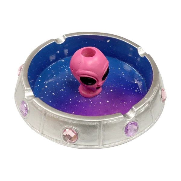 Cenicero Extraterrestre Con Cabeza Rosa Y Apagador