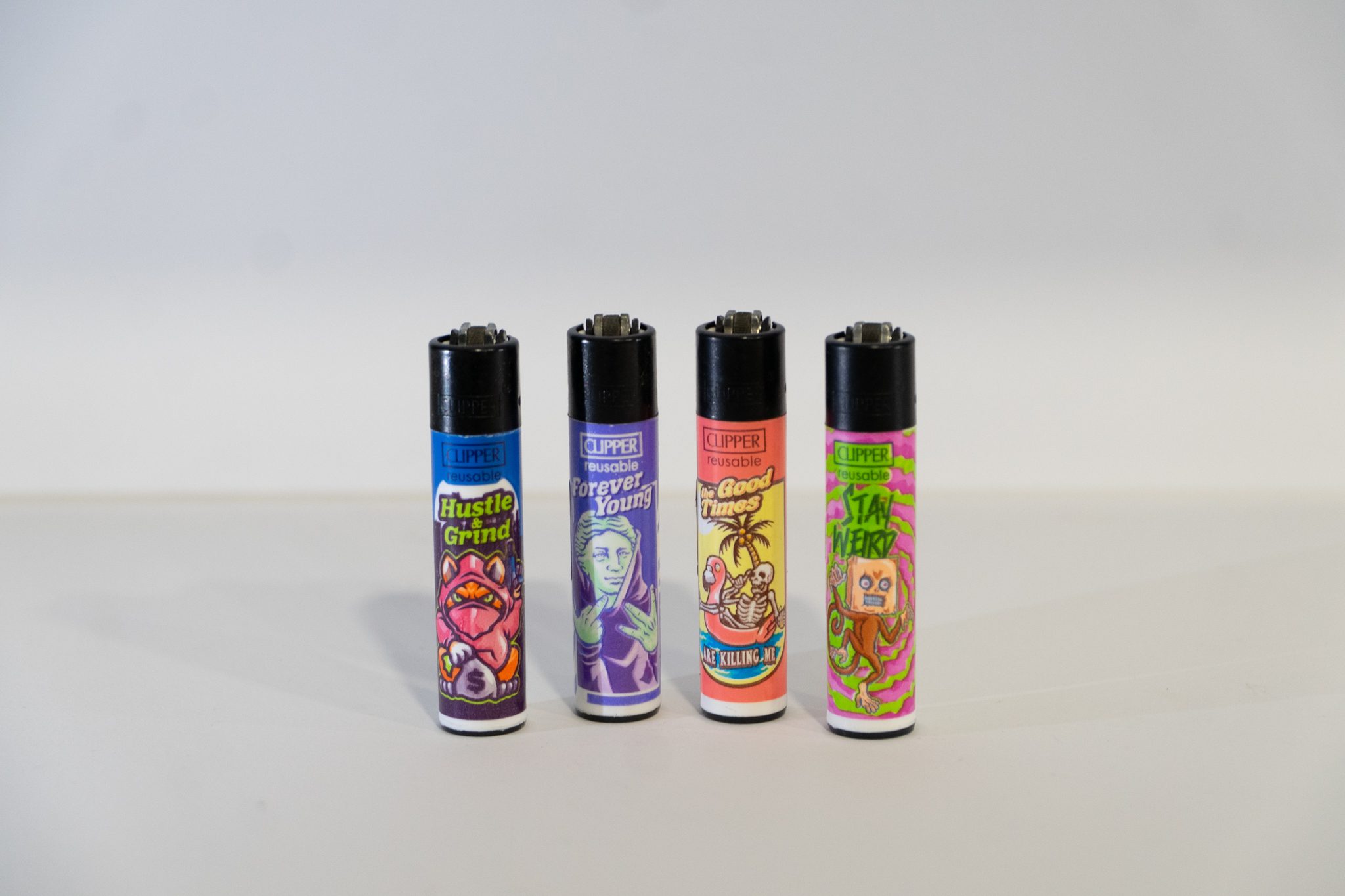Coleccion Clipper Hustle Grind,forever Young, Good Times, Stay Weird (4uds)