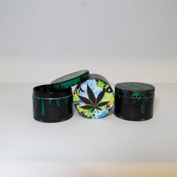 Grinder Champhigh Hoja De Marihuana Sobre Grinder 4 Piezas Negro