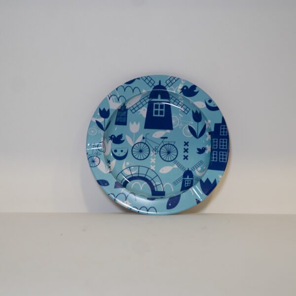 Cenicero Metal Redondo Simbolos Amsterdam Azul