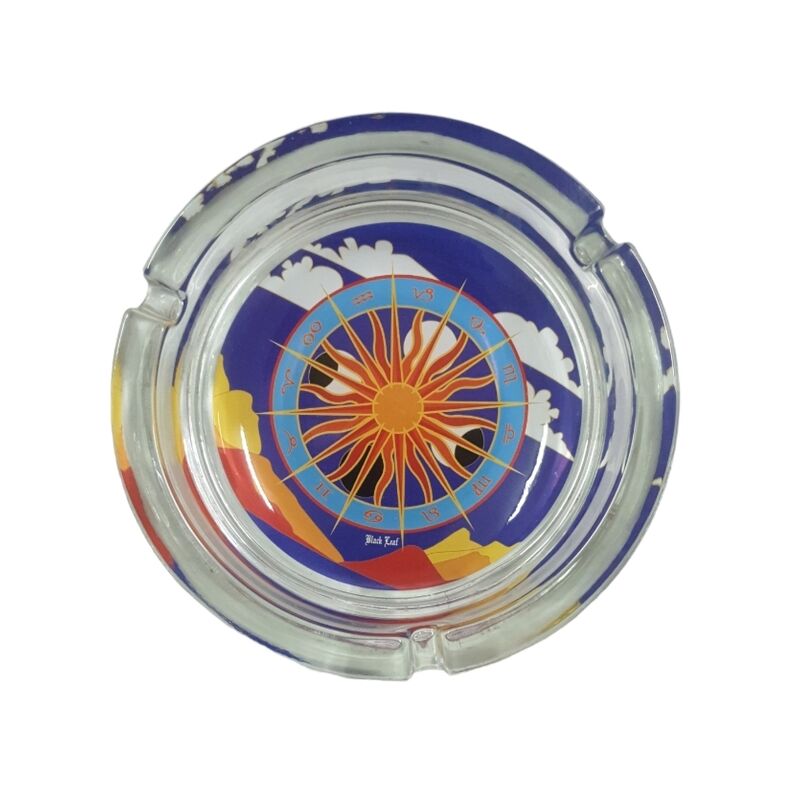 Cenicero Redondo Cristal 16CM Black Leaf Sol