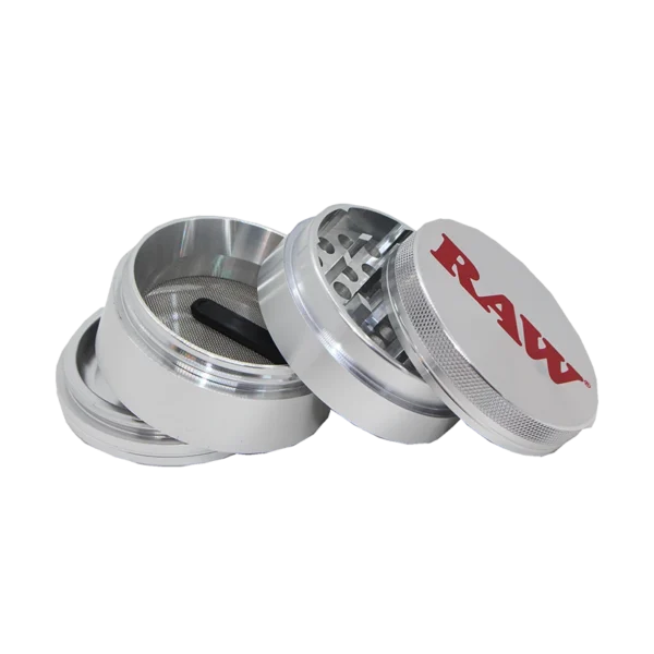 GRINDER RAW ALUMINIO LOGO ROJO 4 PIEZAS