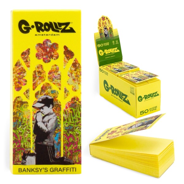 Banksy's Graffiti 'Praying Boy' Yellow Filter Tips 2,5 X 6cm 50 Tips Book